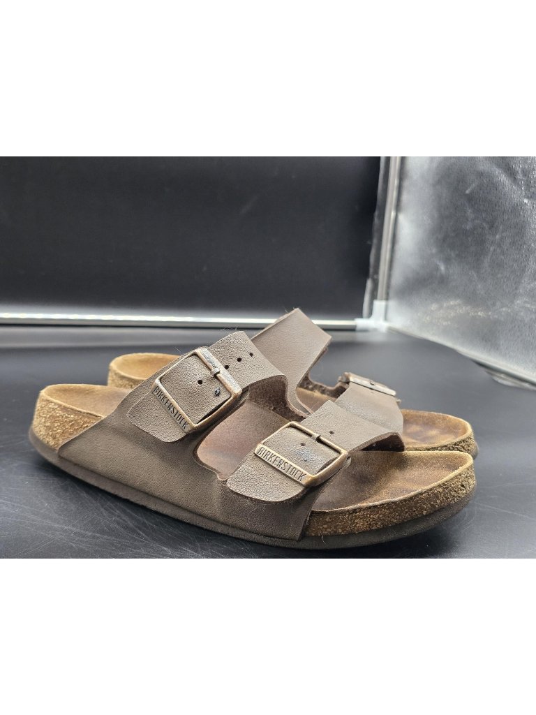 Birkenstock Arizona Sandals Womens 8 39 Brown Leather Cork Slide Damage Shoes